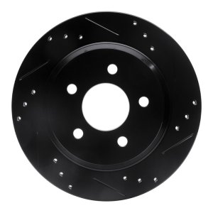 Ford Mustang Brake Rotor (1) - Rear Right - R1 Concepts - Drilled & Slotted - Black - `94-`04